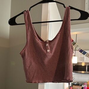 American Eagle Burgundy Striped Crop Tank